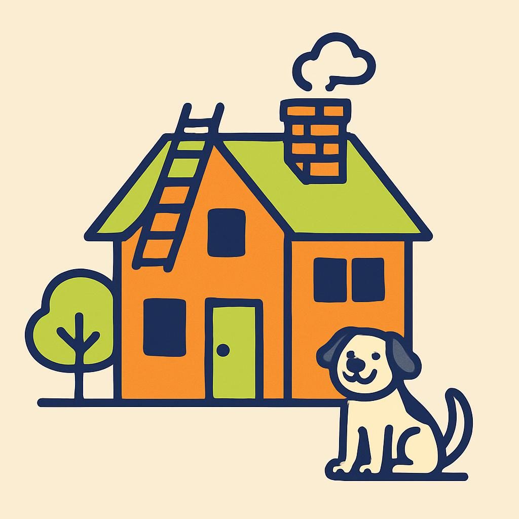 Drawing of a house with a chimney